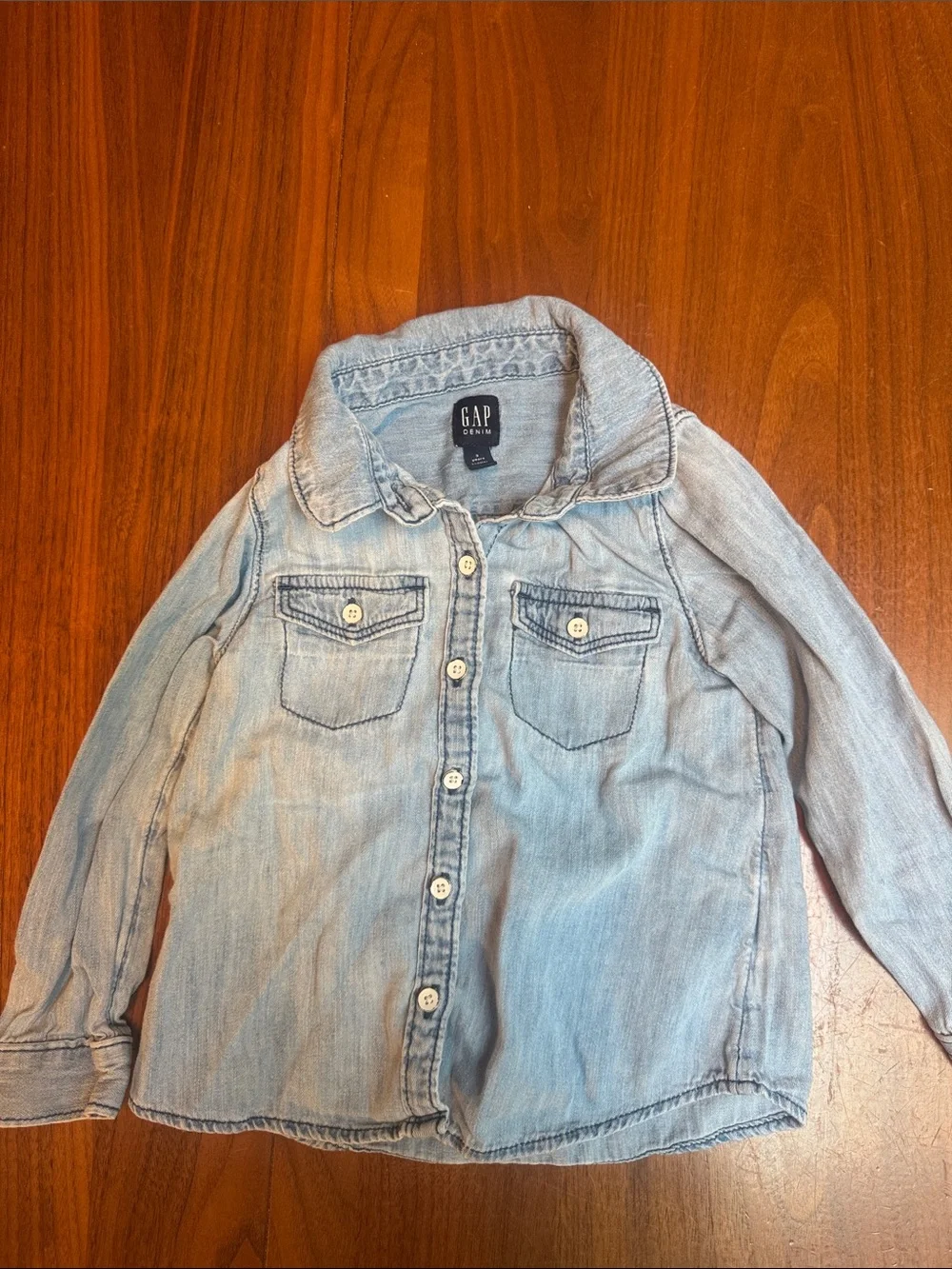 GAP Cream Striped Hooded Sweater & Light Blue Denim Shirt